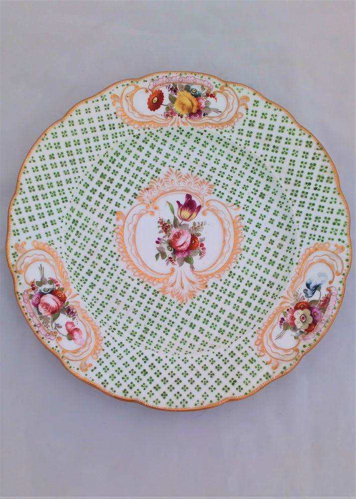 Coalport Porcelain Cabinet Plate Painted Flowers Sevres Style Floral Ground 1820