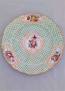 Coalport Porcelain Cabinet Plate Painted Flowers Sevres Style Floral Ground 1820