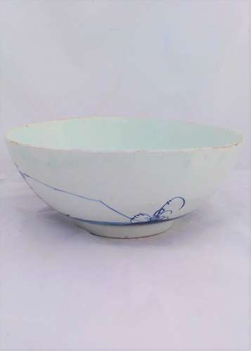 Bow Porcelain Fisherman and Cross Legged Chinaman Bowl 20cm 1750