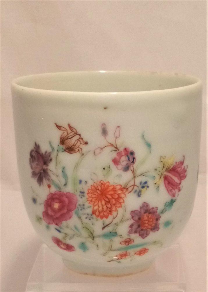 Chinese Export Porcelain Coffee Cup Beautiful Floral Spray Antique c 1750