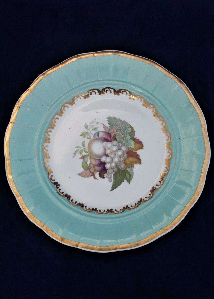 F and R Pratt Type Colour Transfer Print of Fruit Dessert Plate circa 1860