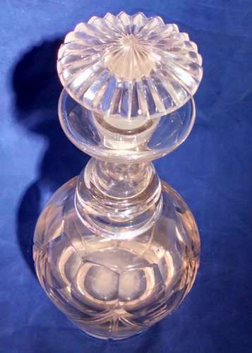Antique Georgian Anglo Irish Cut Lead Crystal Prussian Shaped Decanter with Mushroom Stopper circa 1830 1.35 Kg