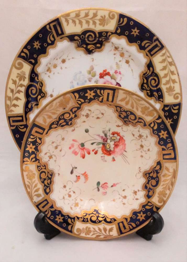 Antique Regency Porcelain Etruscan Shaped Cup, Saucer and Plate hand painted pattern number 812 attributed to John Yates circa 1820 no2