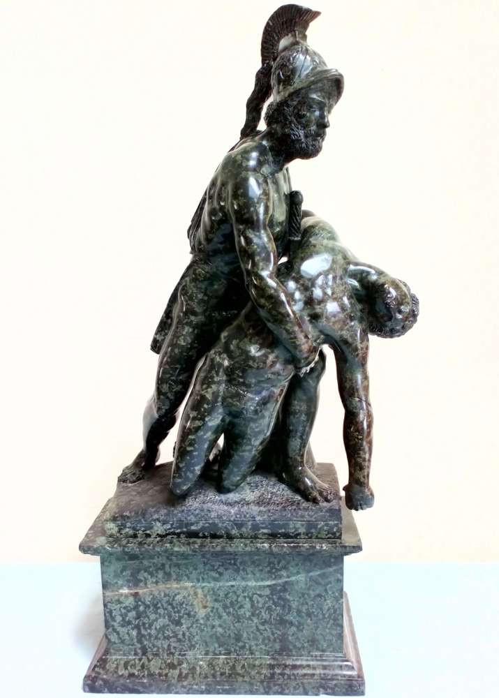 Grand Tour Serpentine Sculpture of the Pasquino Group also known as Menelaus carrying the body of Patroclus antique 19th C circa 1890 64 cm
