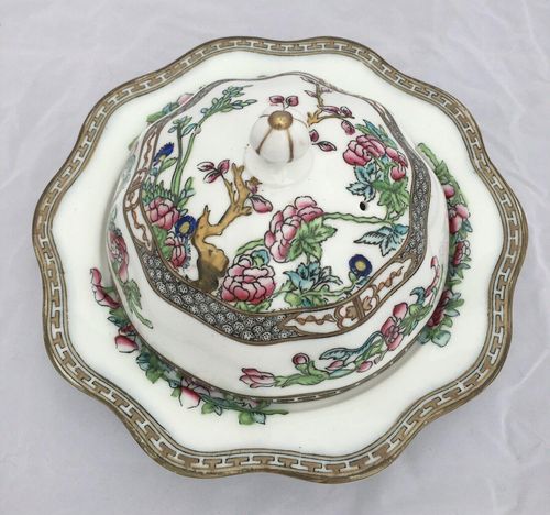 Antique Edwardian Coalport Porcelain Muffin Dish Indian Tree Pattern c 1910