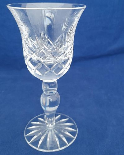 Four Cumbria Crystal Port or Sherry Glasses Keswick Pattern Hand Blown and Cut