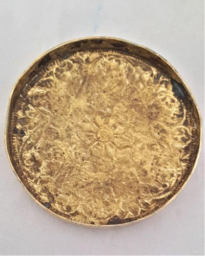 Antique Indian Brass lidded box chased decorated Hindu Vishnu - 19th C - avatars Matsya Kurma Varaha Narasimha British Raj cylindrical spice 6.8 cm H