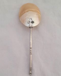 Palais Royal Mother of Pearl spoon and silver plated brass handle Antique French Grand Tour 1880