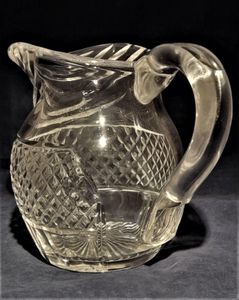Antique Regency Lead Crystal Cut Glass Water Jug Anglo-Irish circa 1820 - relief diamond body & swag cut lip - 1 pint capacity 14.5 cm high 1 kg