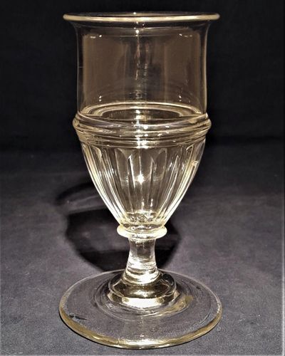 Antique Georgian Stemmed Wine Glass Panel Cuts Applied Pulley Rings circa 1780 - 1800 12.5 cm  100 ml capacity