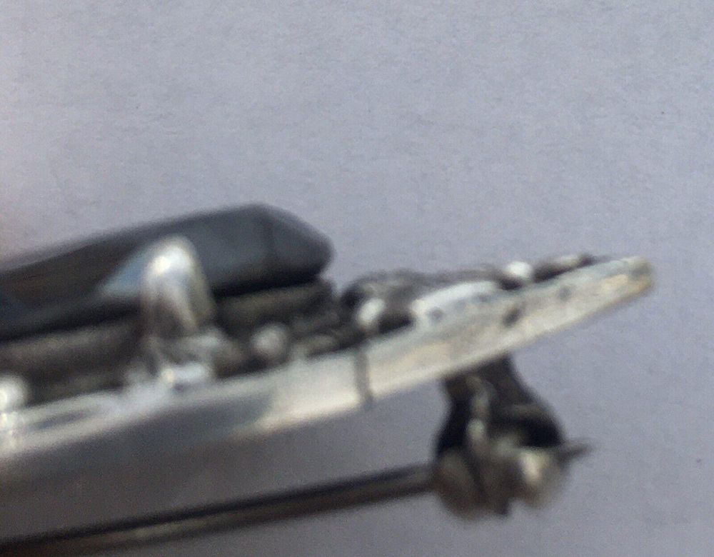 Arts and Crafts Style Silver and Haematite Brooch Possibly Bernard Instone