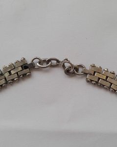 Art Deco Jakob Bengel Brickwork or Mauerwerk Articulated Long Necklace Red Black Enamels 1920