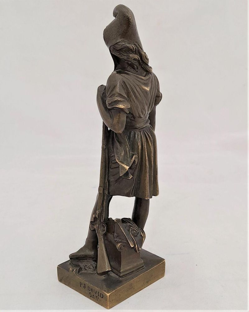 French Patinated Bronze Figure Allegory of Republican Freedom - Liberty Marianne By Pierre Jean David Of Angers - Antique circa 1850 15 cm high