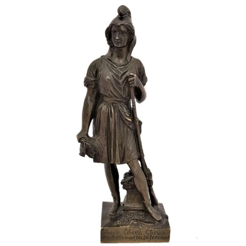 French Patinated Bronze Figure Allegory of Republican Freedom - Liberty Marianne By Pierre Jean David Of Angers - Antique circa 1850 15 cm high