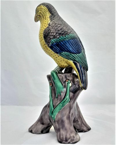 Japanese Arita Porcelain Parrot Okimono Figurine decorated in Ko Kutani Style Meiji antique circa 1870 -  29 cm high 939 grammes