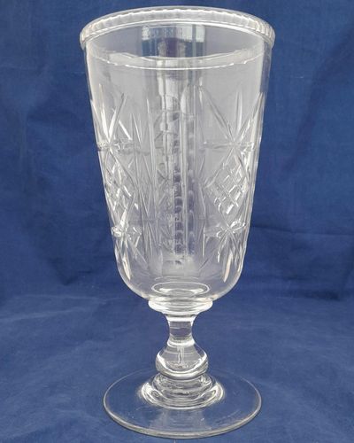 Antique Victorian Cut Glass Celery Vase with Folded Rim to a Bell Shaped bowl on a Baluster Stem and plain foot - circa 1870 21 cm high 10 cm diameter