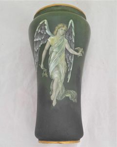 Antique Derby Porcelain Vase Hand Painted Angel of Peace - W Lambert - Old Crown Derby China Works in King Street Derby made in the William Larcombe period after Sampson Hancock Antique circa 1915 20cm high