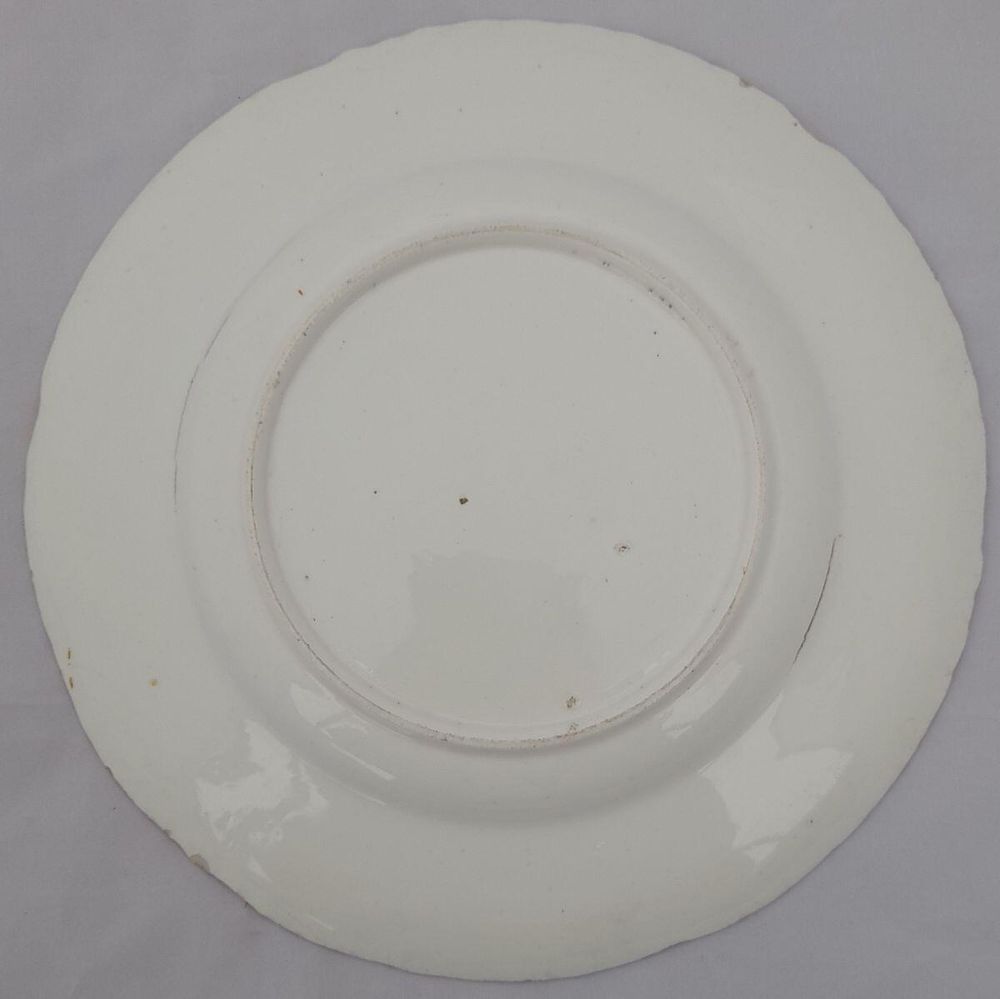 Underside view - John Rose Coalport Porcelain dessert plate - Oeil de Perdix Union pattern border floral cartouches circa 1825