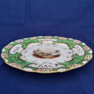 Edge view bottom - Antique Alcock Porcelain dessert plate - Pattern 2/2253 Topographical scene circa 1830