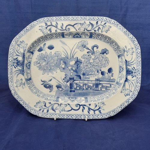 Plate on a stand blue background