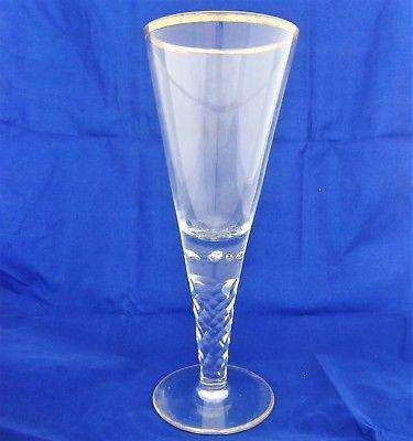 Antique Josephinenhutte Faceted Bubble Stem Glass Goblet Gilt Rim c 1900 28cm H
