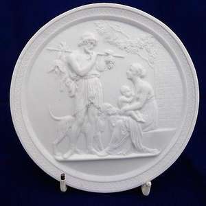 Antique Royal Copenhagen Bisque Porcelain Plaque Four Seasons Eneret c 1900-20