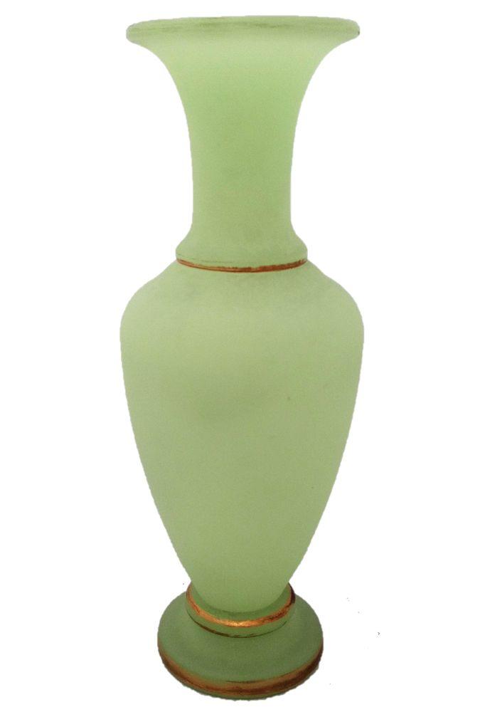 Green Opaque Uranium Glass Baluster Vase Antique Victorian Circa 1870