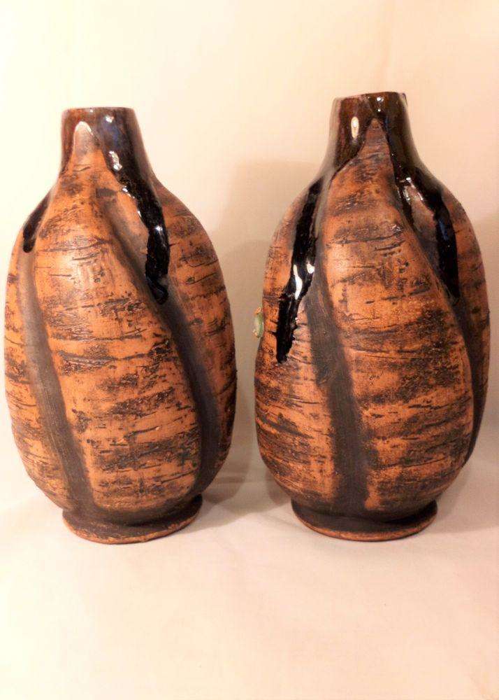 Pair of Porcelain Chrysanthemum Japonesque Vases Antique circa 1880