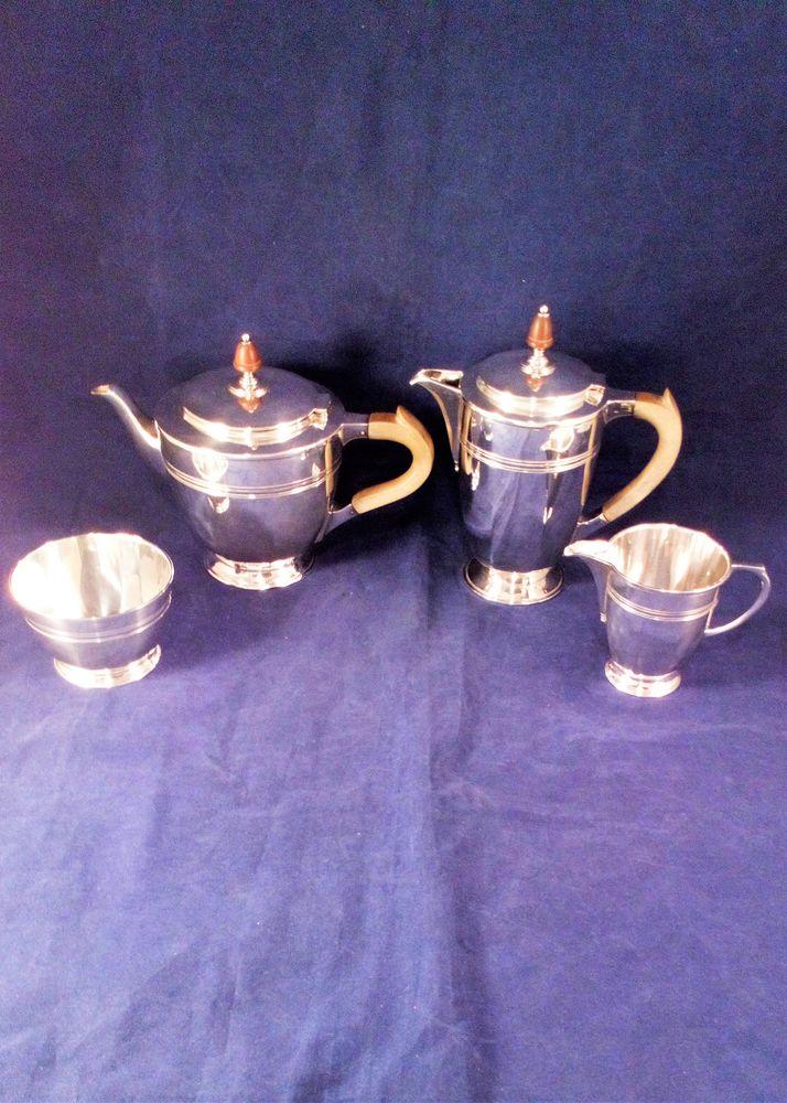 Silver Plated 4 piece Tea Service Art Deco by Robert and Belk circa 1920