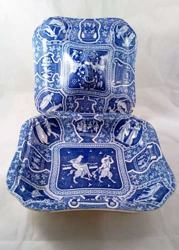 Spode Blue and White Pearlware Transferware Tureen Greek Pattern Satyrs ca 1810