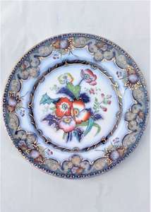 Charles Meigh Poppy Pattern Ironstone Plate Antique Victorian c 1851 - 61 9 inch