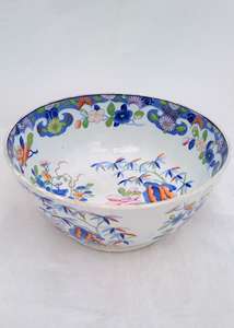 Masons Patent Ironstone Punch Bowl Bamboo and Basket Pattern c 1813 13" Diameter