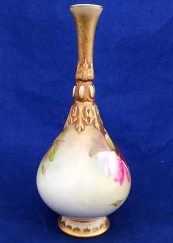 oyal Worcester Porcelain Vase Painted Roses Shape H304 Antique Edwardian 1905