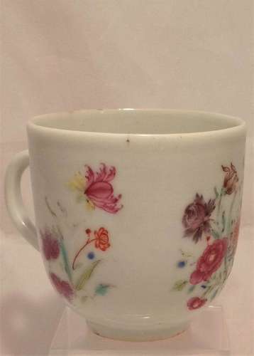 Chinese Export Porcelain Coffee Cup Beautiful Floral Spray Antique c 1750