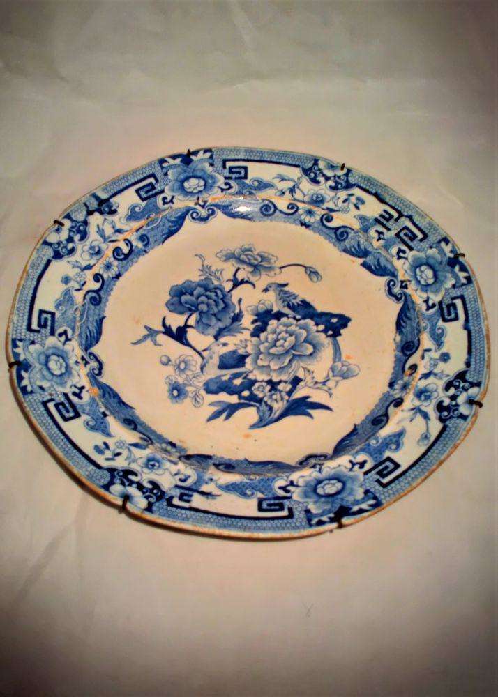 Masons Patent Ironstone Blue and White Dinner Plate Blue Pheasant pattern  circa 1820