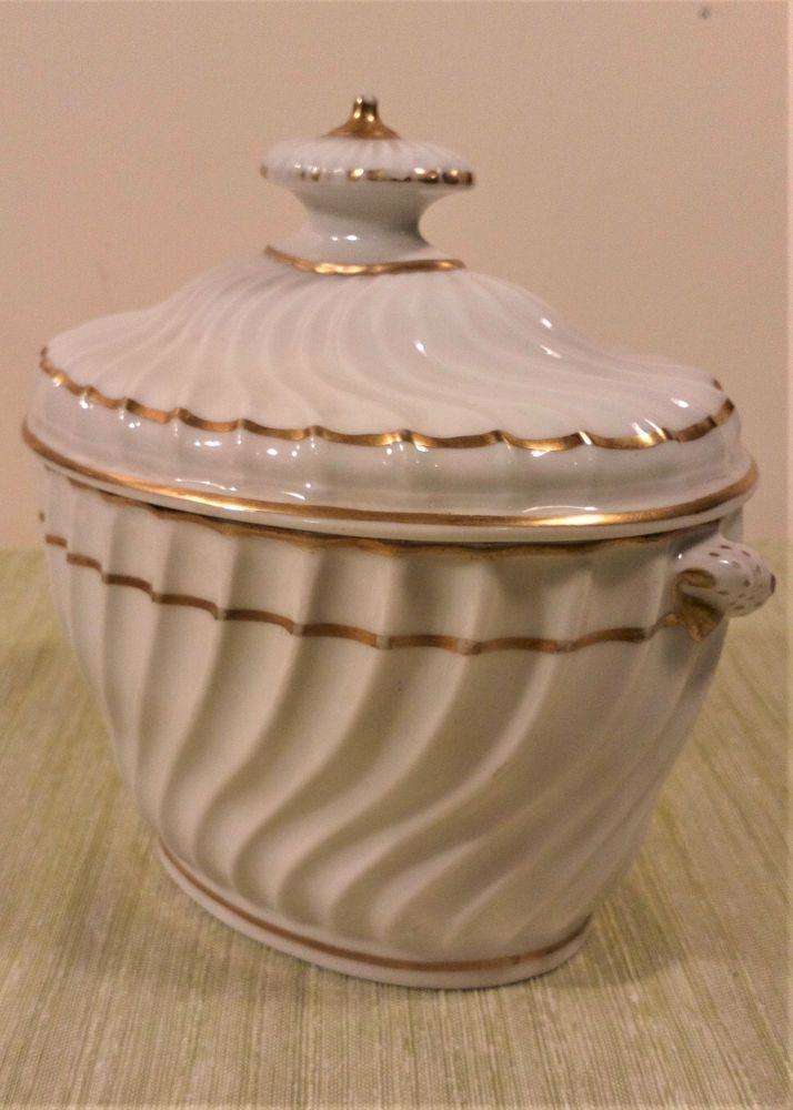 Hybrid Hard Paste Porcelain Spiral Shanked Sucrier A and E Keeling pattern 33 c 1800