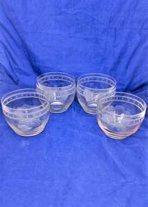 Set Four Antique Georgian Star Cut Lead Crystal Finger Bowls circa 1820 Hand Blown and Cut