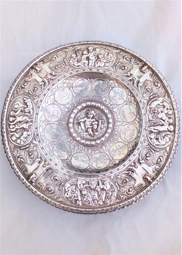 Antique Victorian Elkington Mason and Co Publishers Fine Art Manufacture Silver Plated Electrotype Zodiac Tazza or Salver circa 1850