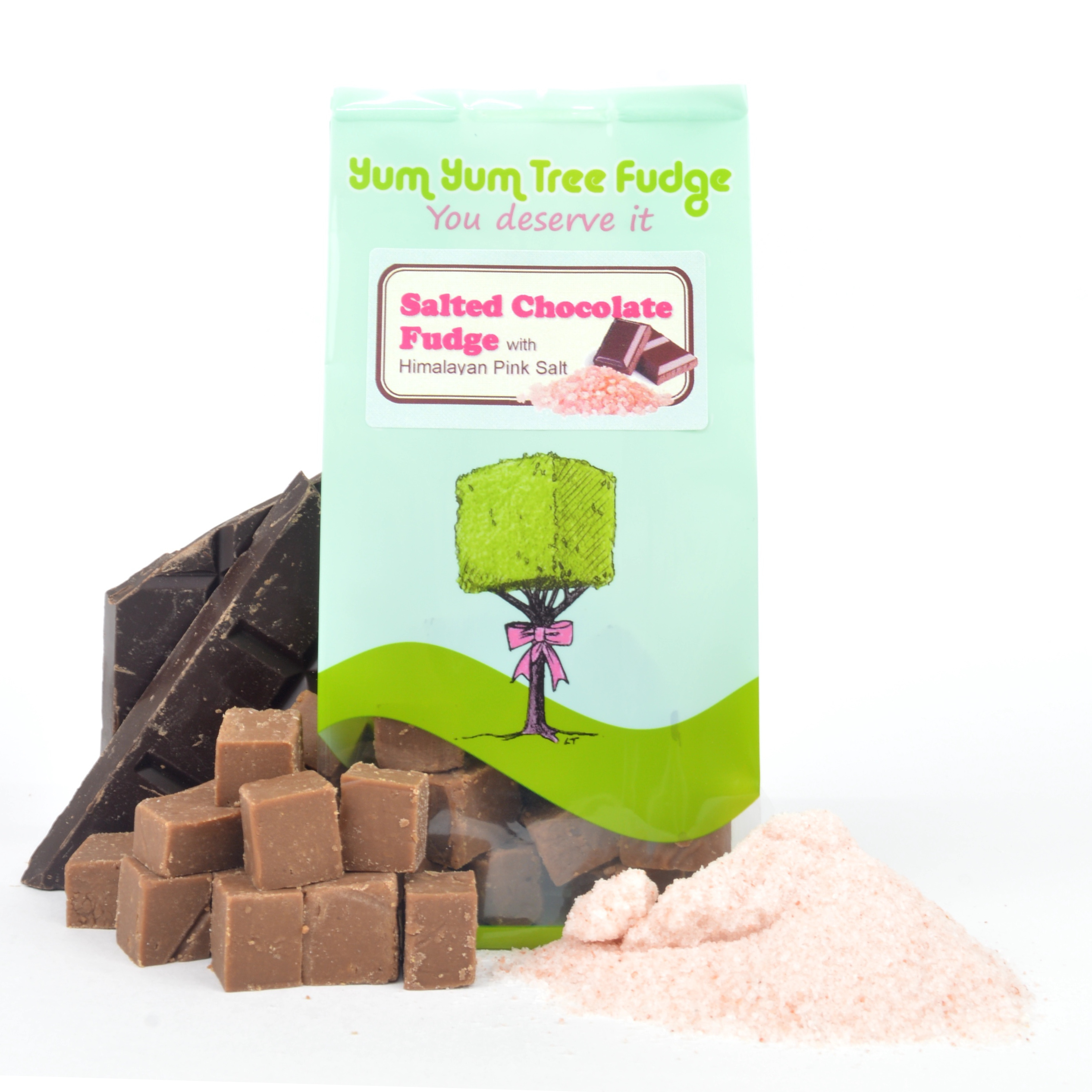 Salted Chocolate Fudge with Himalayan Pink Salt by Yum Yum Tree Fudge