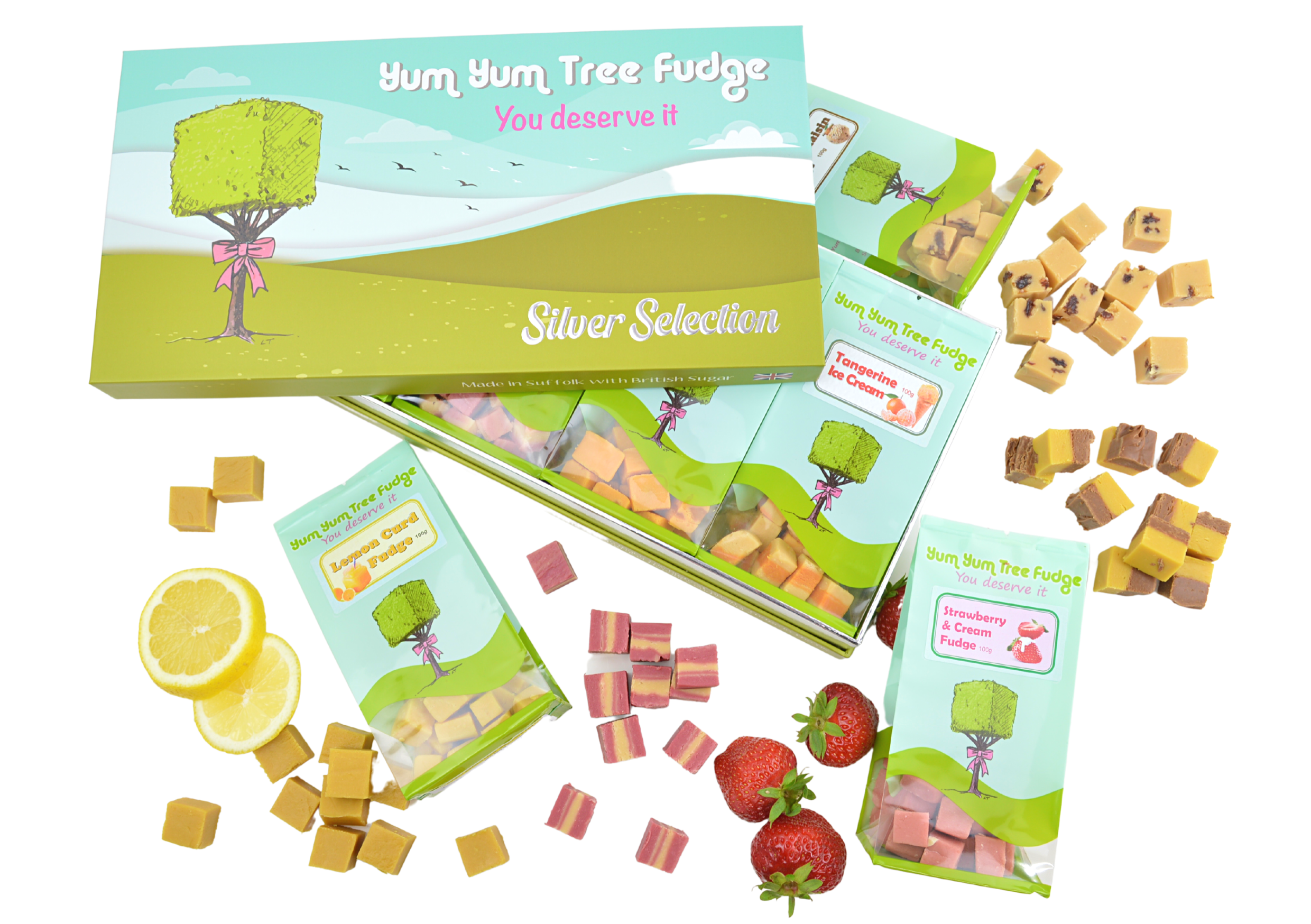 Silver Gift Box with 8 bags of fudge by Yum Yum Tree Fudge
