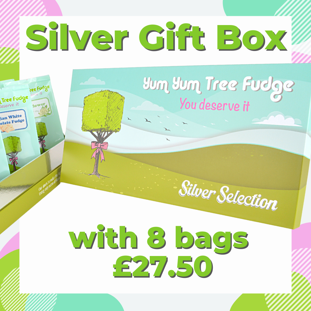 Silver Gift box with 8 bags of fudge by Yum Yum Tree Fudge