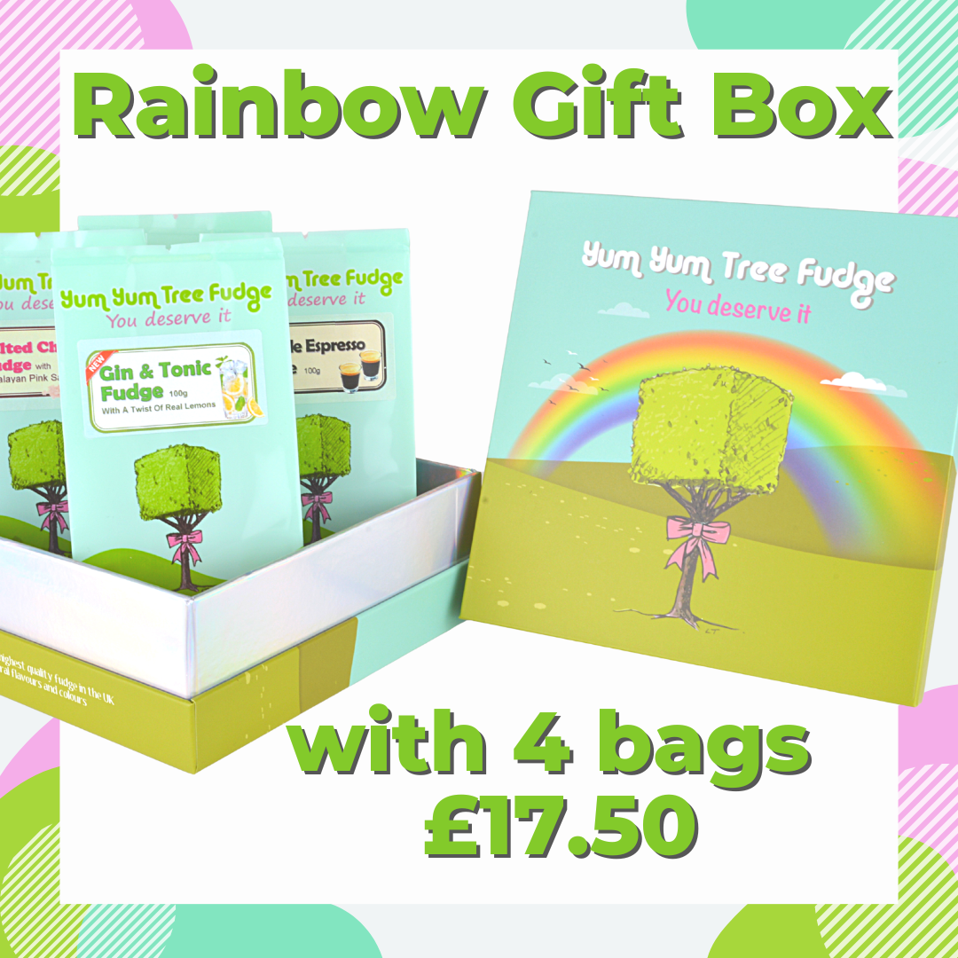 Rainbow Gift box includes 4 bags of fudge by Yum Yum Tree Fudge