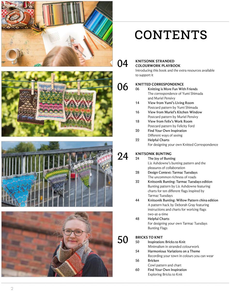 KNITSONIK Stranded Colourwork Playbook contents page