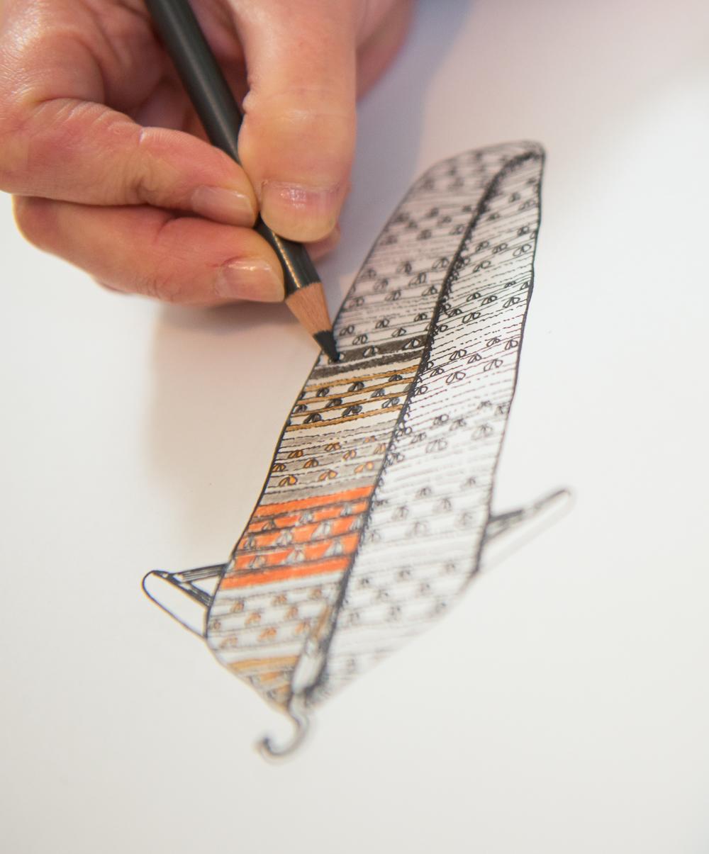 Hand colouring-in Bricken cowl illustration
