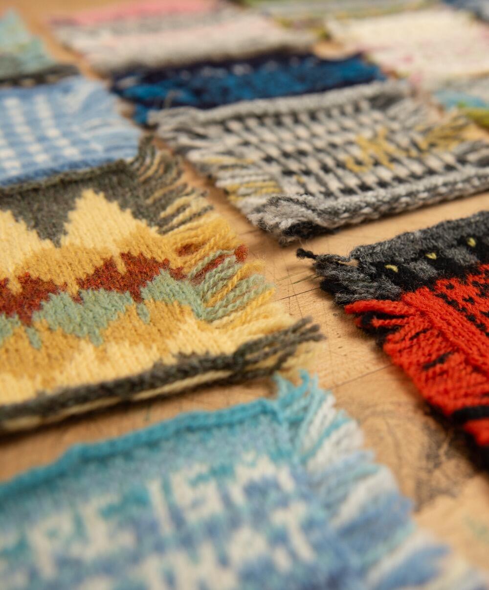 knitted postcards from the KNITSONIK Stranded Colourwork Playbook