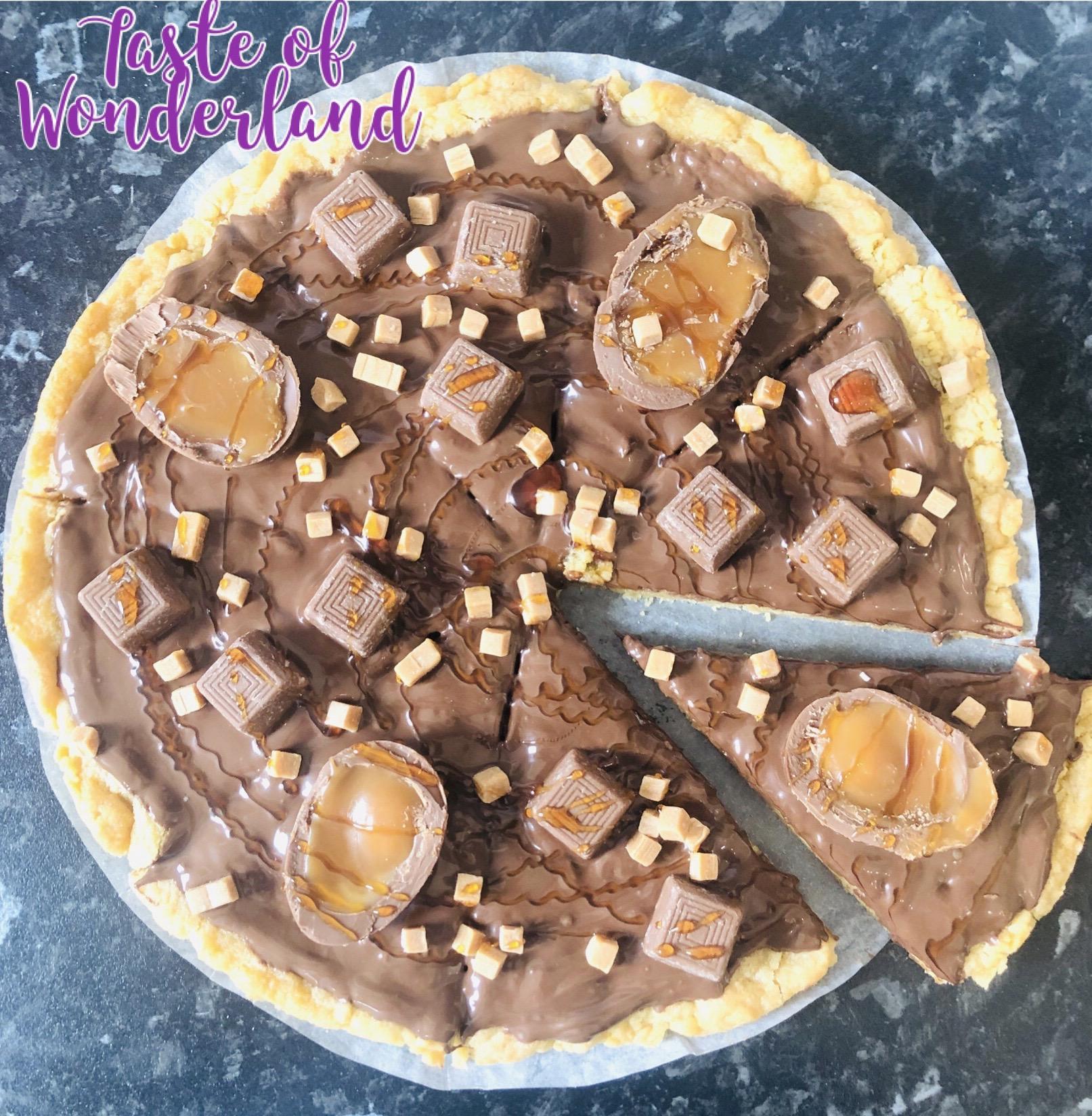 Caramel Egg Cookie Pizza