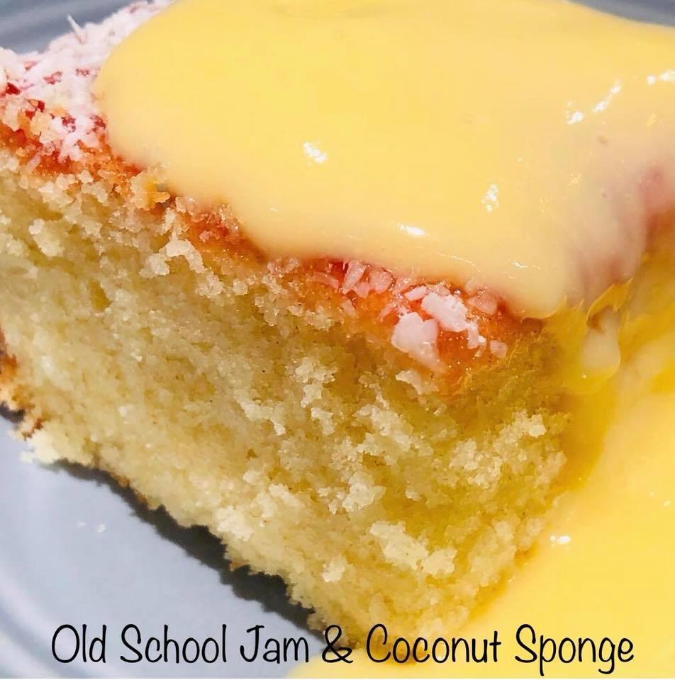 Jam & Coconut Sponge & Custard