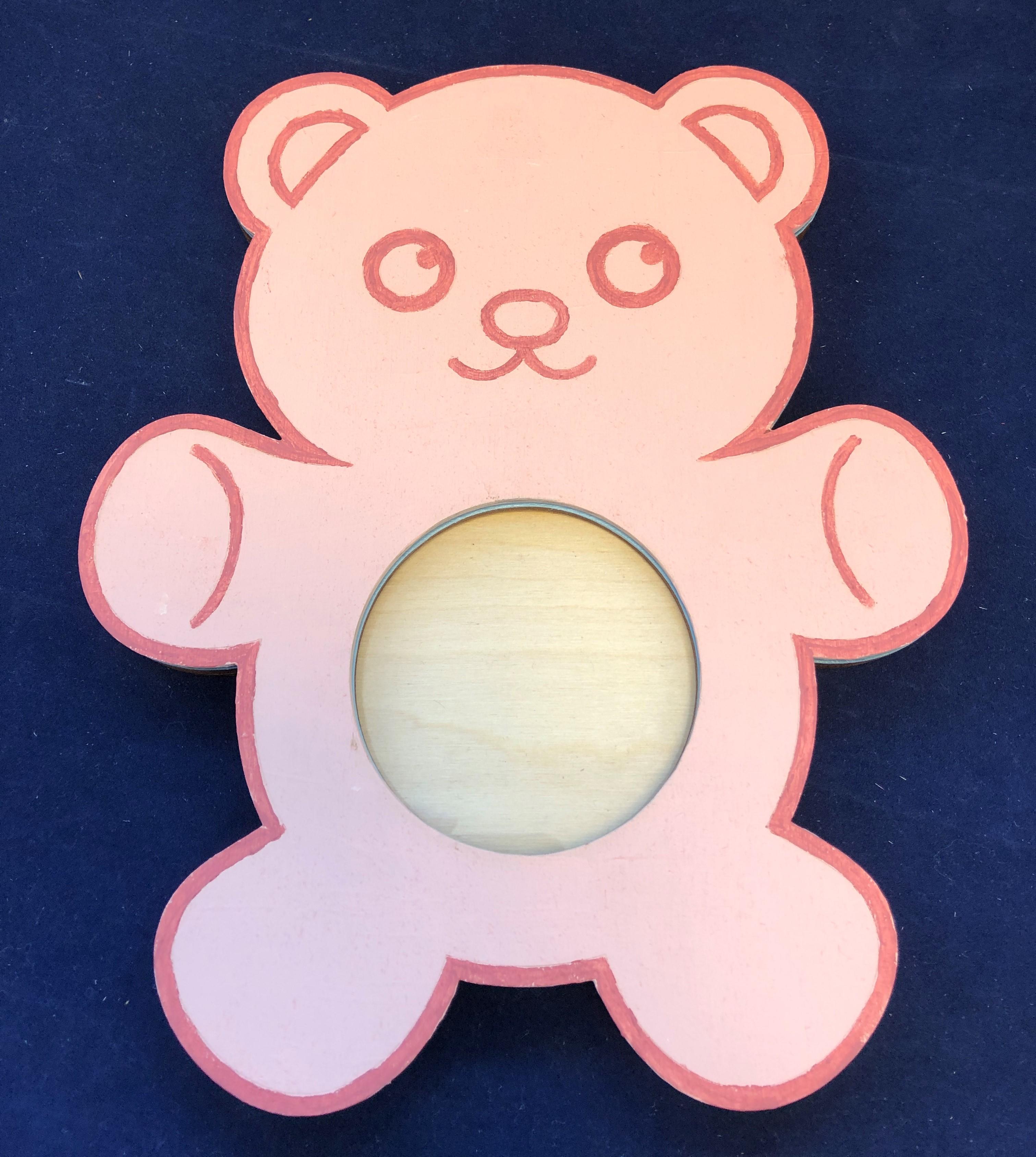 Red Berry Crafts, pink wooden teddy bear shape photo frame