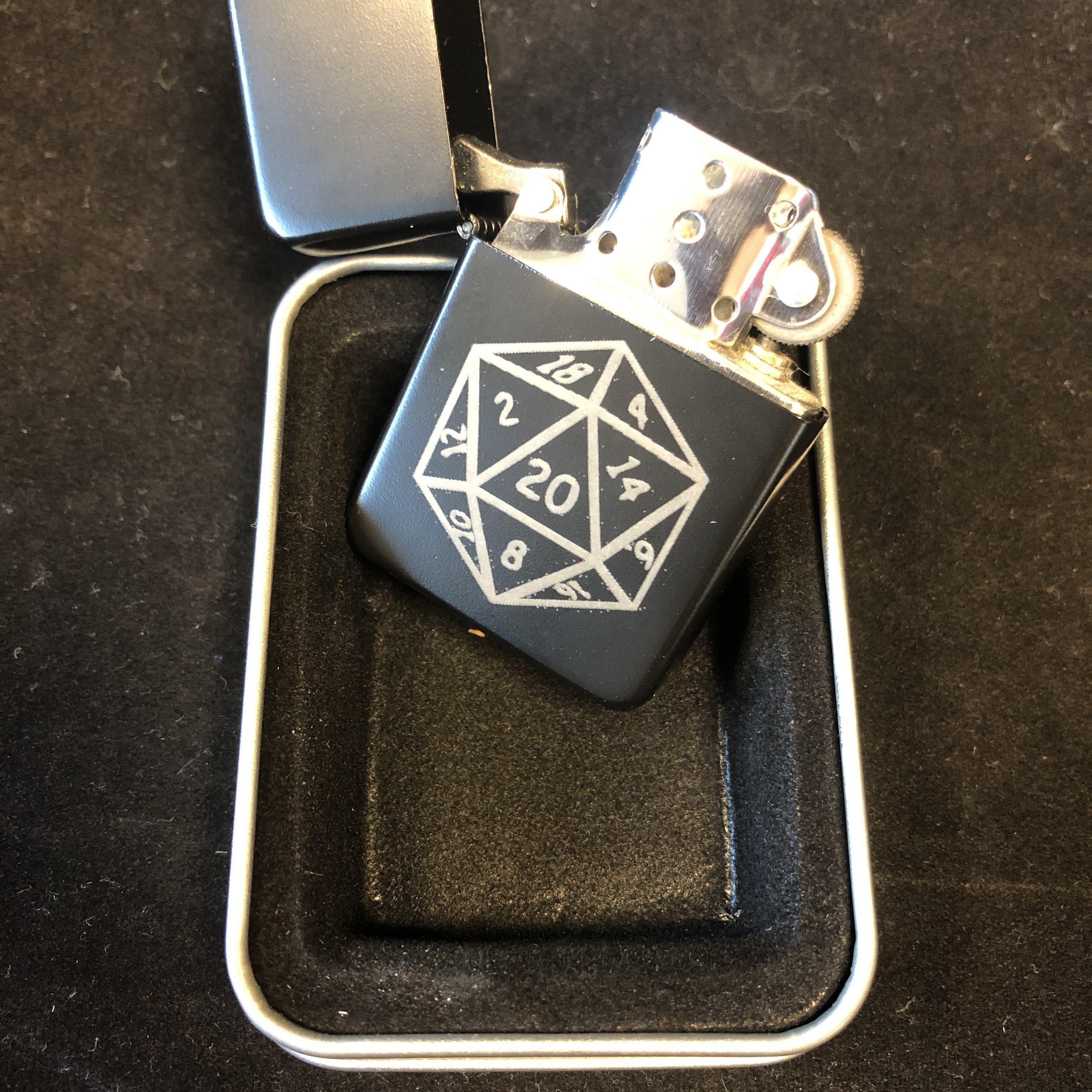 D20  Dungeons and Dragons theme Laser engraved lighter: Red Berry Crafts