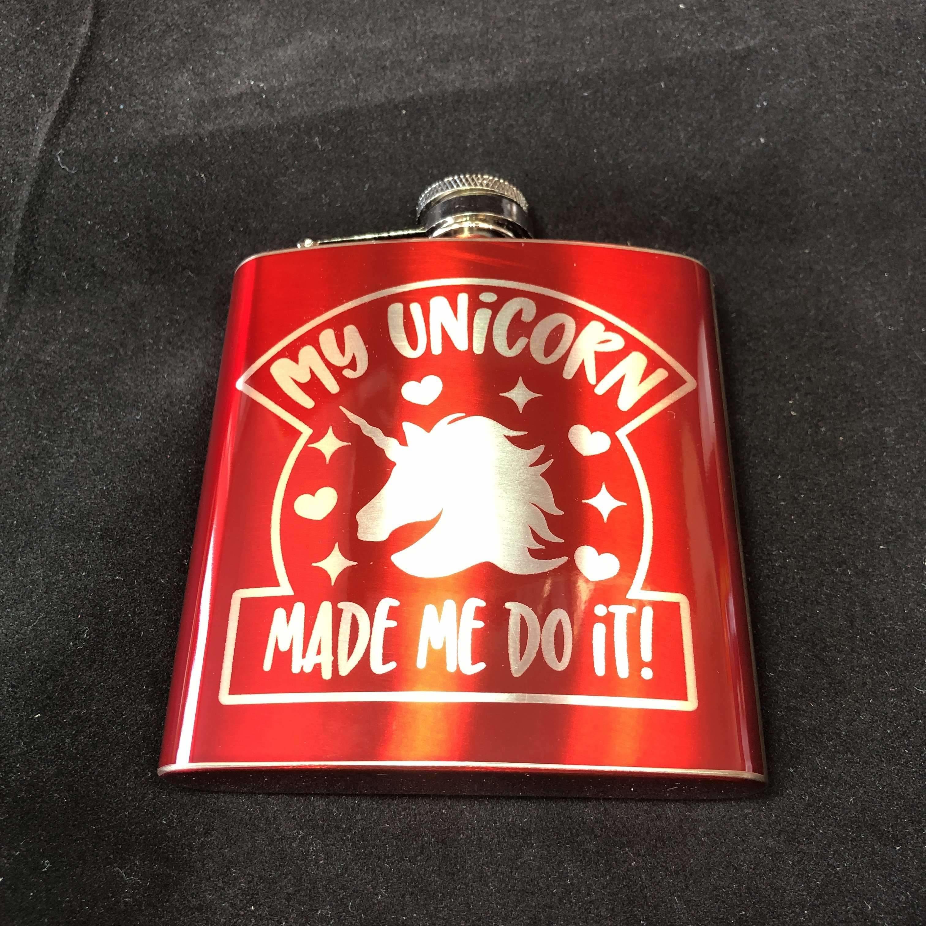 Red Berry Crafts Ltd:Unicorn made me do it Hip Flask